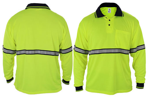 First Class High Visibility Long Sleeve Polo Shirts with Reflective Stripes