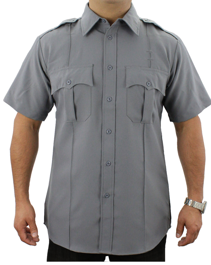 100 polyester short sleeve dress shirts Command 100% Polyester Men's Short Sleeve Shirt W/ZIPPER LAPD Navy