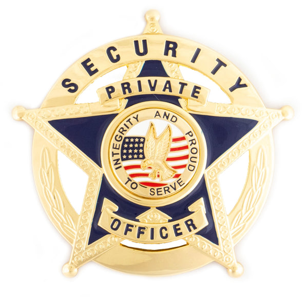 First Class Security Private Officer Gold 5-Star in Circle Badge
