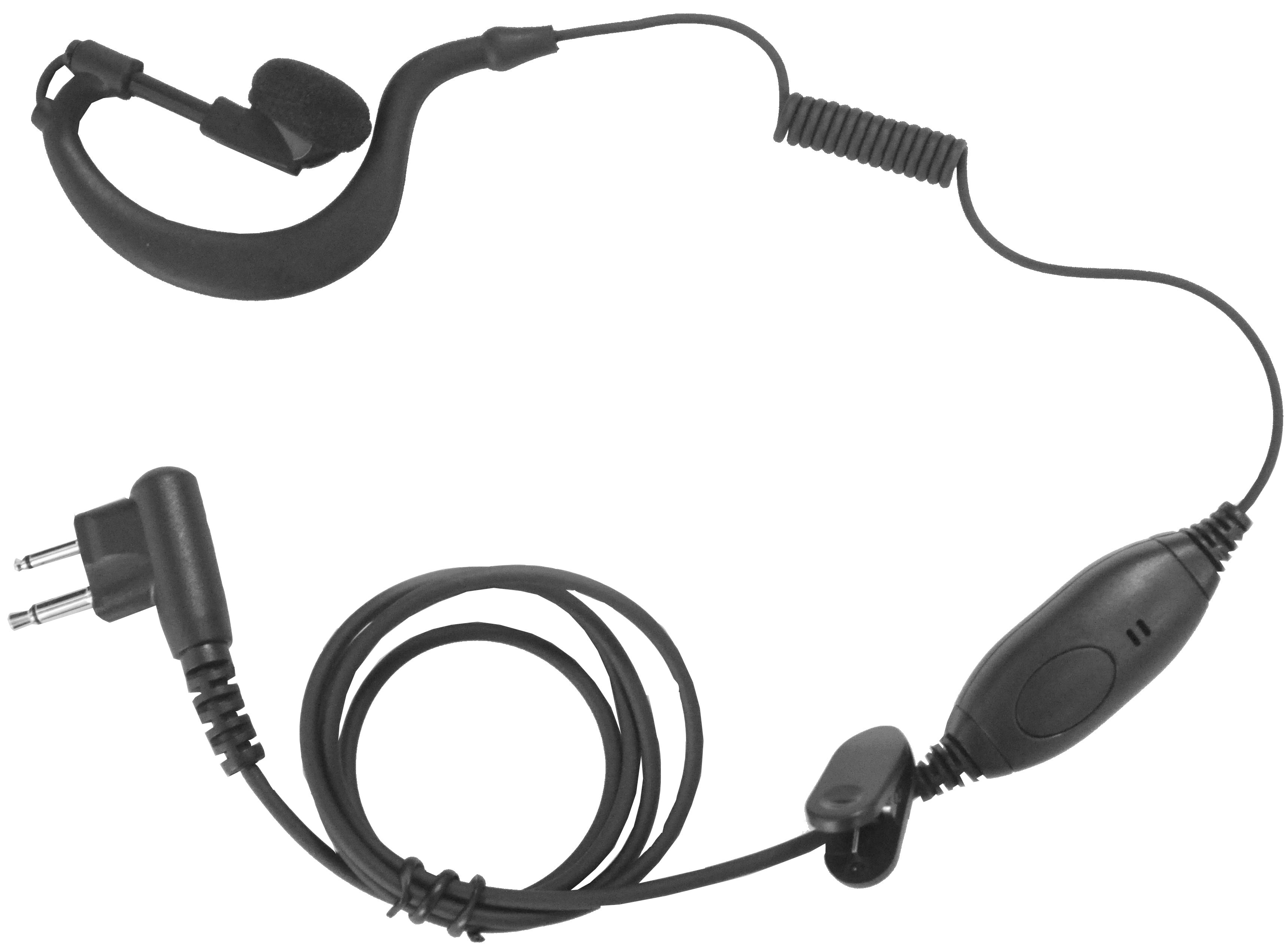Ear Hanger Earphone with VOX-PTT Lapel Microphone (For 2 Prong Motorol ...